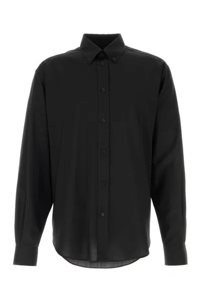 FENDI BLACK LOGO-EMBROIDERED SHIRT
