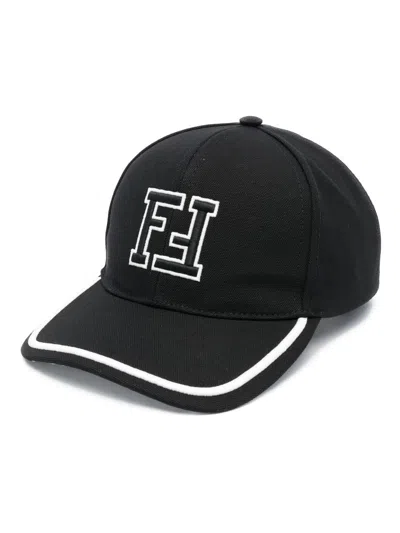 Fendi Black Logo Print Hat