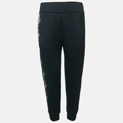 Pre-owned Fendi Black Logo Print Neoprene Track Pants S