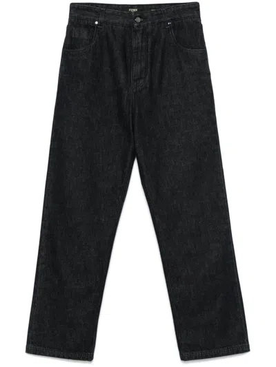 Fendi Straight-leg Jeans In Black