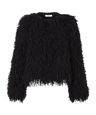 Fendi Black Long-pile Cashmere And Mohair Jacket In Multi