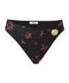 Fendi Black Lycra Bikini Bottom With Coral Print
