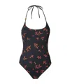 Fendi Black Lycra One-piece Swimsuit With Coral Print