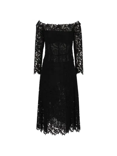 Fendi Off-shoulder Lace Bustier Dress In Black