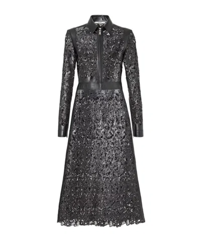 Fendi Black Macrame Leather Dress In Multi