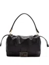 Fendi Women Mamma Baguette Large Leather Shoulder Bag In Black