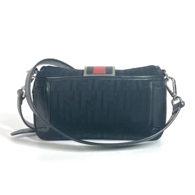 Pre-owned Fendi Black Mesh Leather Rubber Shoulder Bag ()