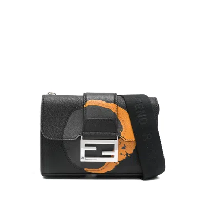 Fendi Baguette Logo-plaque Messenger Bag In Red