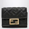 Fendi Nappa Leather Uette Micro Trifold Wallet Accessories In Black
