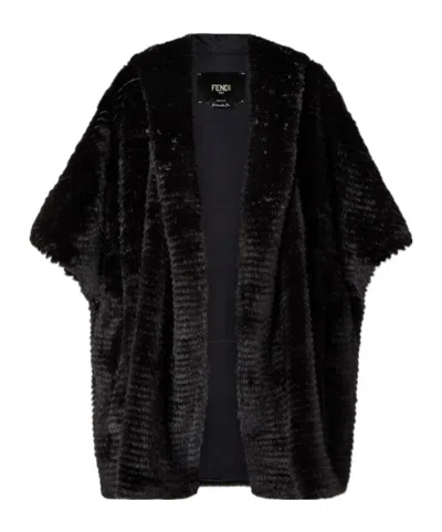 Fendi Black Mink Travel Poncho