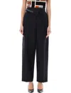 Fendi Women's Wool Carrot-fit Trousers In Black
