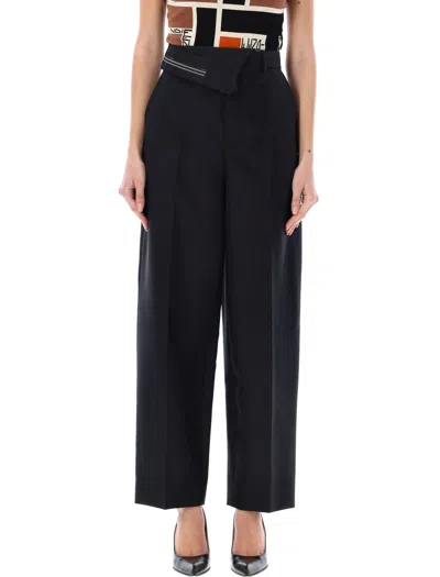 FENDI BLACK MOHAIR AND WOOL TROUSERS