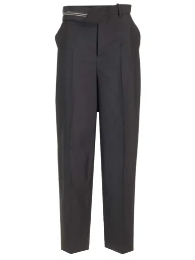 Fendi Black Mohair And Wool Trousers