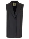 Fendi Black Tailored Vest With Sharp Lapel In Black