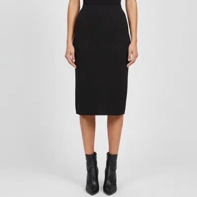 Pre-owned Fendi Black Monogram Jacquard Knit Midi Skirt S