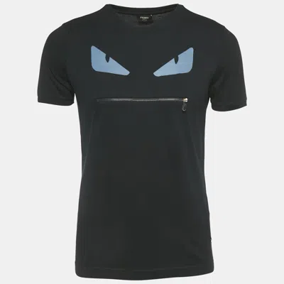 Pre-owned Fendi Black Monster Bug Zipper Detail Cotton T-shirt M