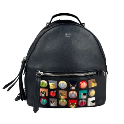 Pre-owned Fendi Black Multi-color Leather Metal Backpack ()