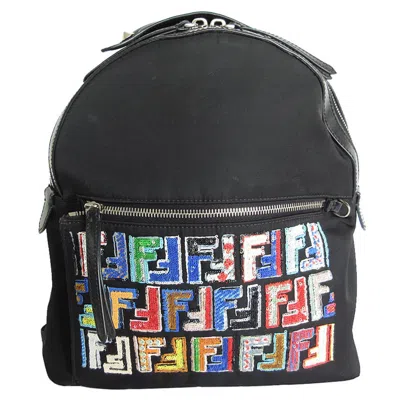 Pre-owned Fendi Black Multi-color Nylon Spangles Backpack ()