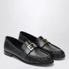 Fendi Nappa Leather Baguette Loafers Fringe Detail In Black