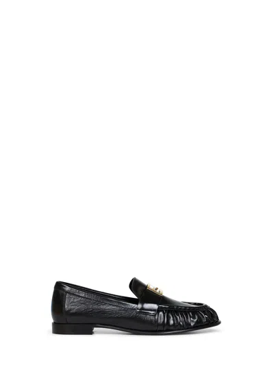 Fendi Black Nappa Leather Baguette Loafers In White