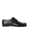 Fendi Leather Lace-up Shoes Squared Toe In Black