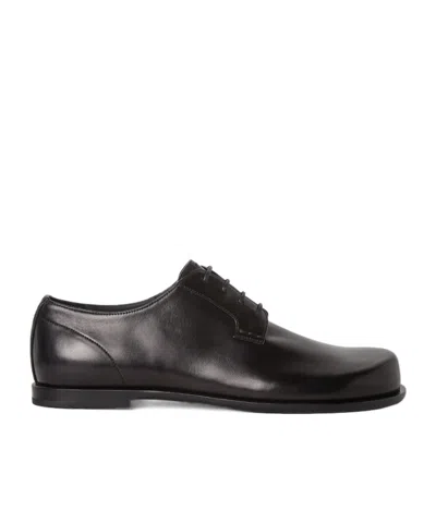 FENDI BLACK NAPPA LEATHER DERBY SHOES