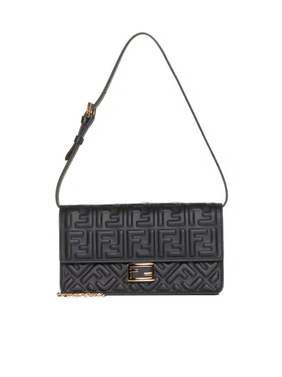 Fendi Black Nappa Leather Ff Wallet