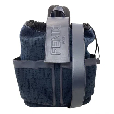 Pre-owned Fendi Black Navy Canvas Backpack () In Black, Navy