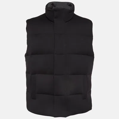 Pre-owned Fendi Black Nylon Blend Zipper Puffer Vest L