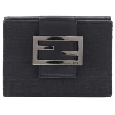 Pre-owned Fendi Black Nylon Canvas Leather Wallet (bi-fold) ()