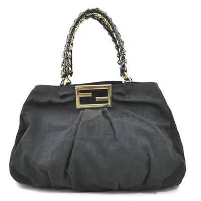 Pre-owned Fendi Black Nylon Canvas Patent Leather Shoulder Bag ()