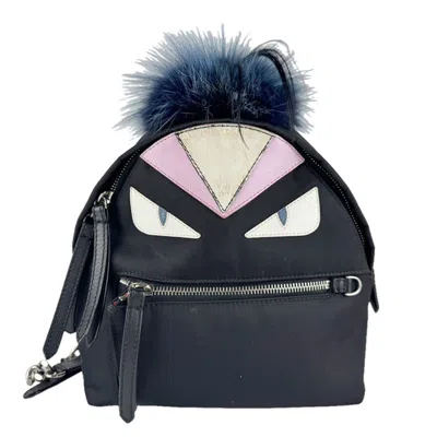 Pre-owned Fendi Black Nylon Fur Backpack ()