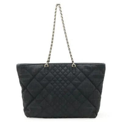 Pre-owned Fendi Black Nylon Jacquard Leather Shoulder Bag Tote Bag ()