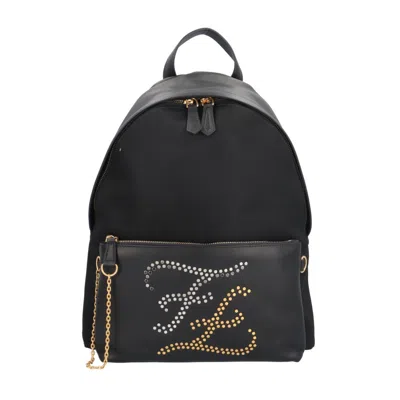 Pre-owned Fendi Black Nylon Leather Backpack ()