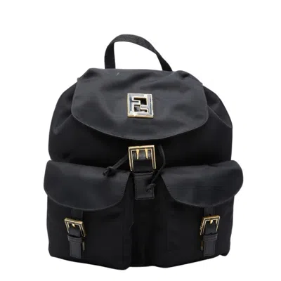 Pre-owned Fendi Black Nylon Leather Backpack ()