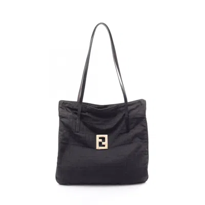 Pre-owned Fendi Black Nylon Leather Handbag Tote Bag ()