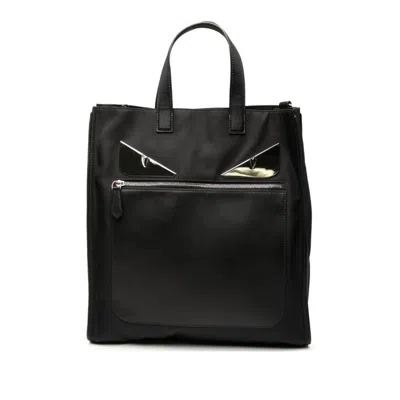 Pre-owned Fendi Black Nylon Leather Tote Bag ()