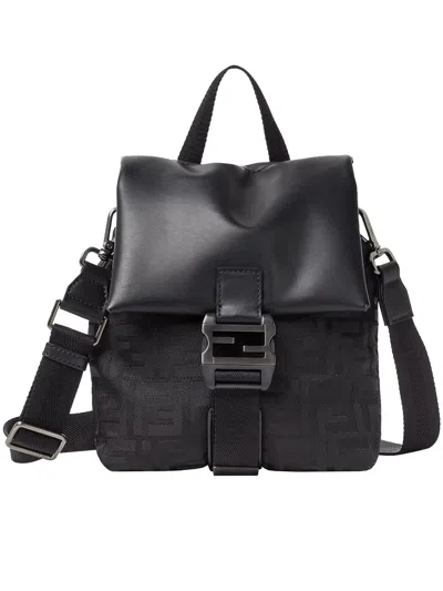 Fendi Black Nylon Satchel Crossbody Ff