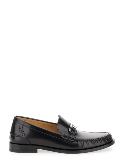 Fendi Black O'lock Loafer In Leather Man In Multicolor