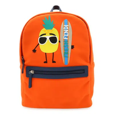 Pre-owned Fendi Black Orange Neoprene Leather Backpack () In Multi