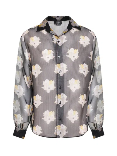 Fendi Organza Shirt In Gray