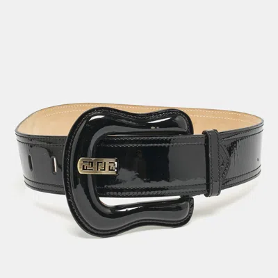 Pre-owned Fendi Black Patent Leather B Buckle Waist Belt 80cm