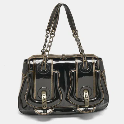 Pre-owned Fendi Black Patent Leather B Shoulder Bag