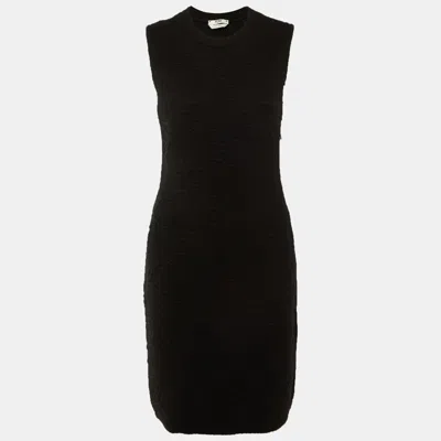Pre-owned Fendi Black Pattered Knit Short Dress M