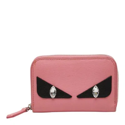 Pre-owned Fendi Black Pink Leather Coin Purse/coin Case () In Multi