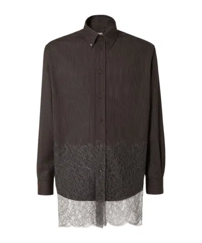 FENDI FENDI LONG SLEEVED PINSTRIPED LACE SHIRT