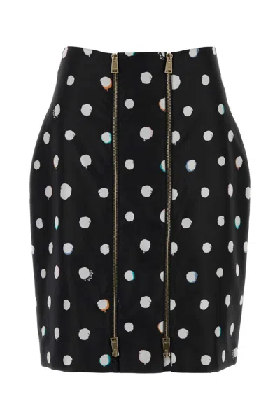 Fendi Black Polka Dot Print Mini Pencil Skirt