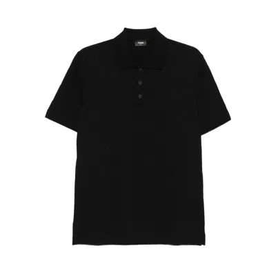 FENDI FENDI BLACK POLO SHIRTS MEN