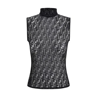 Fendi Black Polyamide Sleeveles T-shirt