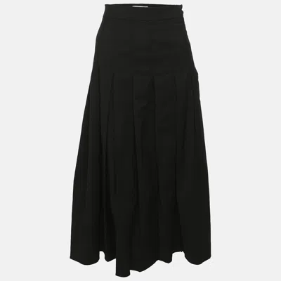Pre-owned Fendi Black Polyester Pleated Maxi Skirt L